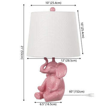 Kairi 21" Modern Shabby Chic Resin/Iron Happy Elephant LED Kids' Table Lamp with Phone Stand - JONATHAN Y